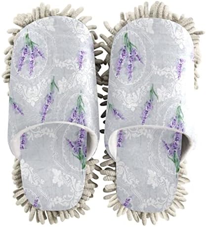 DOMIKING Lavender Mop Slippers for Women Kitchen Office Cleaning