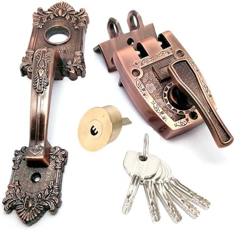 Ancient Red Copper Zinc Alloy Entry Door Lock Set