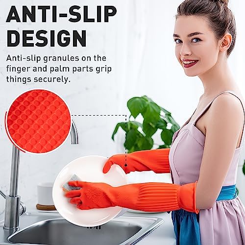ThxToms Rubber Dishwashing Gloves - Extra-Long Cuff Reusable Waterproof