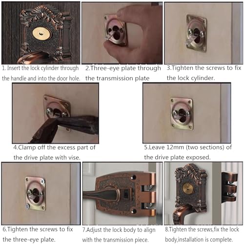 Ancient Red Copper Zinc Alloy Entry Door Lock Set