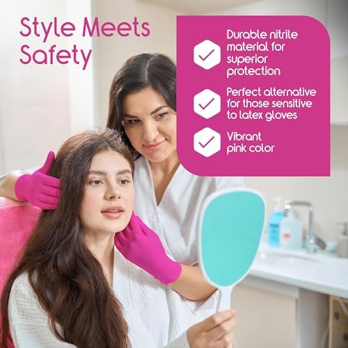 Inspire Pink Nitrile Gloves Latex Free Disposable