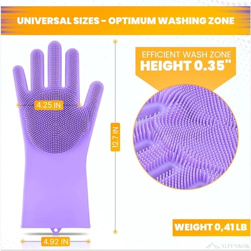 Durable Silicone Dish Gloves with Scrubbers for Women
