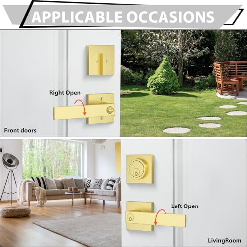 Gold Front Door Handle and Door Lock Set