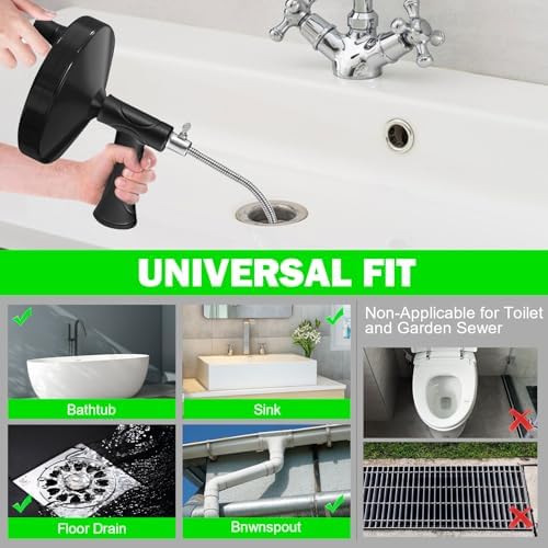 33 Ft Drain Snake Auger for Home Use