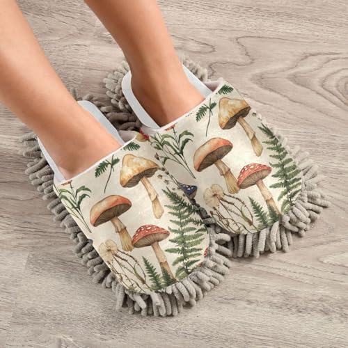 Burbuja Vintage Mushroom Botany Microfiber Cleaning Slippers