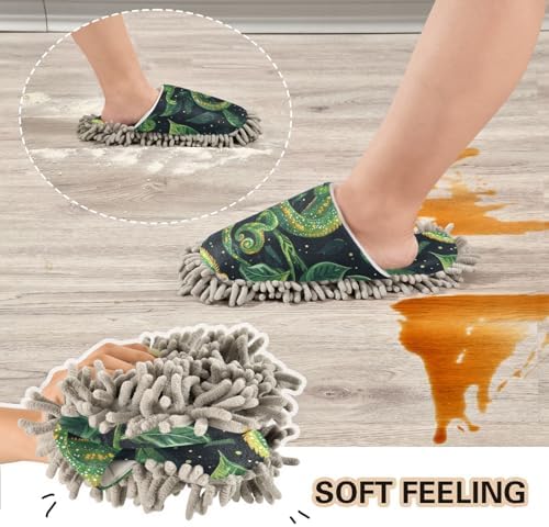 FLildonChameleon Green Microfiber Mop Slipper for Clean Floors Washable Design