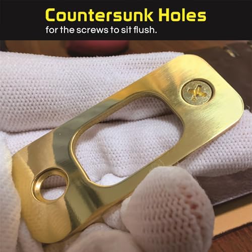 SiwilDeadbolt Strike Plate Solid Brass Door Backplate - 2 Pack